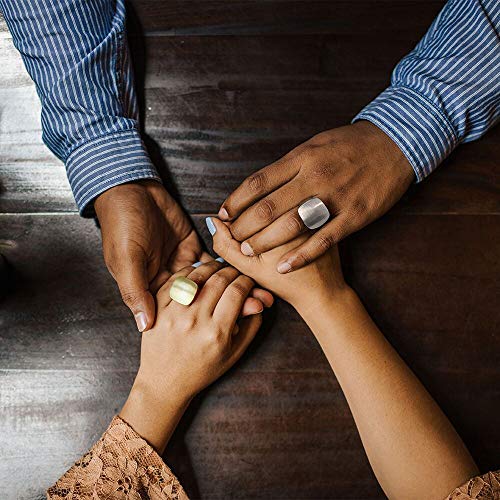 Gold and Silver Rings for Women, Chunky Signet Statement Rings Gold Plated Band Ring Wide Metal Square Rings Cocktail Costume Jewelry - color: A-Square Gold