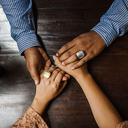 Gold and Silver Rings for Women, Chunky Signet Statement Rings Gold Plated Band Ring Wide Metal Square Rings Cocktail Costume Jewelry - color: A-Square Gold