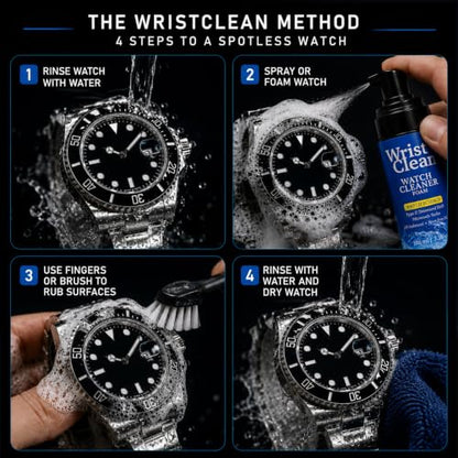 Basic Watch Cleaning Kit | Science Formulation for Safe & Gentle Cleaning | (1x) Watch Cleaner Foam 100ML, (1x) Drying Towel 11.5" x 11.5", (1x) Microfiber Pouch | USA Made (3 piece Set) | Rejuvenates Your Watch and Maintains Your Investment