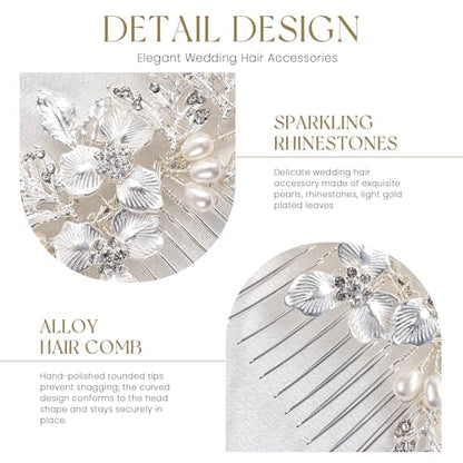 Wedding Hair Pieces, Rhinestone Bridal Hair Accessories | Handmade Gold Hair Comb for Bridesmaids Banquets Balls Formal Events - color: Silver