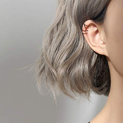 4PCS Helix Ear Cuff Cartilage Earring No Piercing Earcuff, 925 Sterling Silver,14K Gold Simple Criss Cross Double Lines Adjustable Ear Cuffs Minimalist Women Girls Men Clip On adornment Set - color: black
