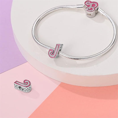 925 Sterling Silver Letter Charms Fits Pandora Bracelets Alphabet AZ Bead Charm for Bracelets Necklace with 5A Cubic Zirconia for Women Birthday Ceremony DIY Jewelry Gift - style: J