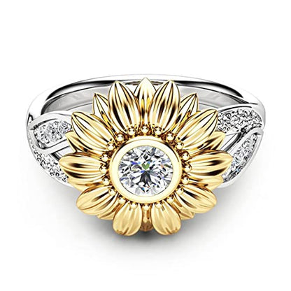 925 Sterling Silver Spinner Ring Meditation Ring Band Wide Hammered Worry Band - color: Sunflower