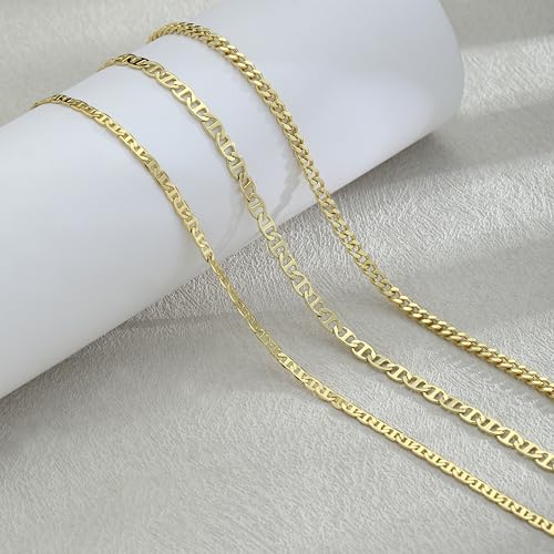 Gold Ankle Bracelets for Women Waterproof,14k Gold Plated Anklet Set 3PCS Cuban Mirror Dainty Anklets Summer Beach Gift