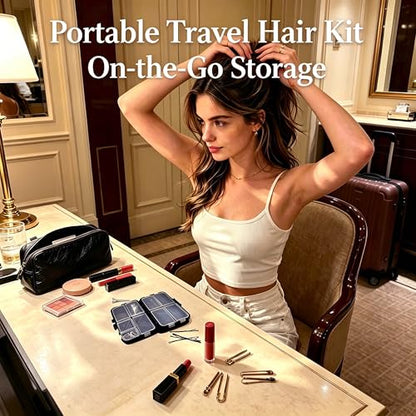 Hair Accessories Kit, Bobby Pins Set with Storage Box, Dance Competition Essentials Hair Styling Kit for Women Travel Ballet Updo Hairstyles (Brown) - color: Brown