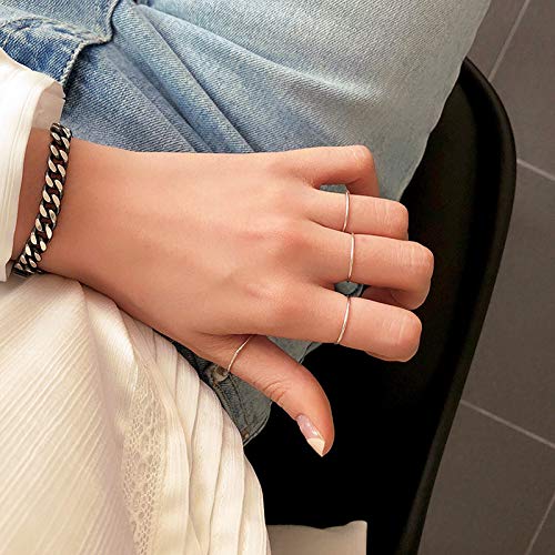 COLORFUL BLING 7 Pcs Set Knuckle Rings Minimalism 1mm Band Stacking Rings Size 4-10 Titanium Stainless Steel in Gold/Rose Gold/Silver/Black for Women