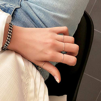 COLORFUL BLING 7 Pcs Set Knuckle Rings Minimalism 1mm Band Stacking Rings Size 4-10 Titanium Stainless Steel in Gold/Rose Gold/Silver/Black for Women