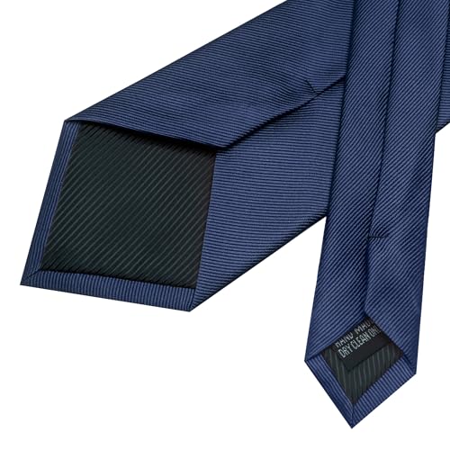 JEMYGINS Formal Necktie Solid Color Tie and Pocket Square with Tie Clip Lapel Pin Sets for Men 4PCS - color: Navy Blue