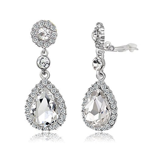 Gorgeous Austrian Crystal Rhinestone Wedding Bridal Teardrop Drop Dangle Earrings - color: White