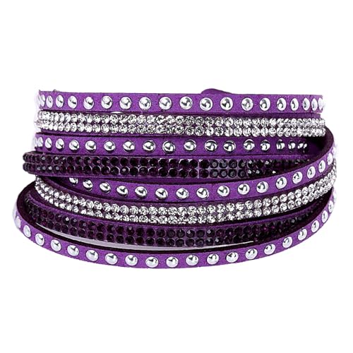 Long tiantian Leather Wrap Bracelets for Women Boho Multi Layered Bracelets Western Jewelry Hot Pink Accessories Birthday Gifts - color: purple