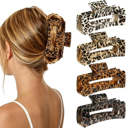 laxizar 4 Pcs Hair Clips 4.1 Inch Claw Clips Leopard Hair Accessories - color: leopard print 2