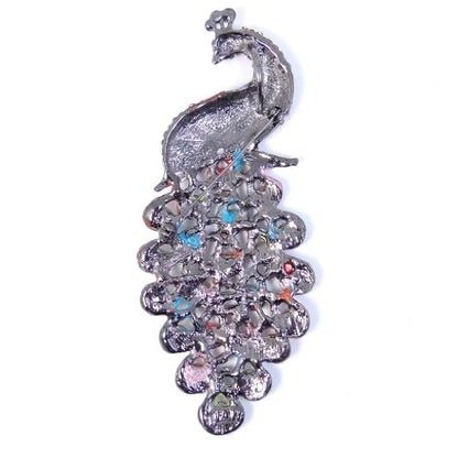 EVER FAITH New 5 Inch Peacock Pin Brooch Pendant Austrian Crystal - color: Black-Tone Multicolor