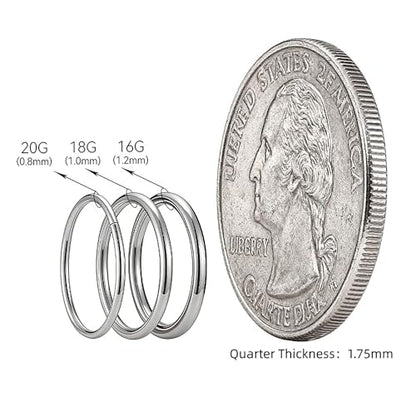 14Pcs 6/7/8/9/10/11/12MM Surgical Steel Hinged Nose Rings Hoop Set, Hypoallergenic Small Hoops Set for Cartilage Helix Lip Tragus Septum Nipple Multiple Hole.QEIFC Silver Piercing Body Jewelry Kit - size: 14Pcs-16G-Silver