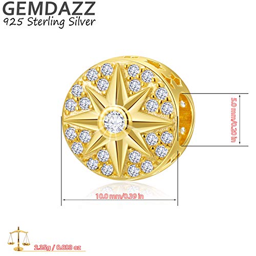 GEMDAZZ 925 Sterling Silver Valentines Day Charms Heart Charms, I Love You to The Moon and Back Pendant, Cupid Arrow and 4 Leaf Clover Beads fit European Bracelets, Gift for Lover/Wife/Girls - color: Golden Meteorite Star Charms