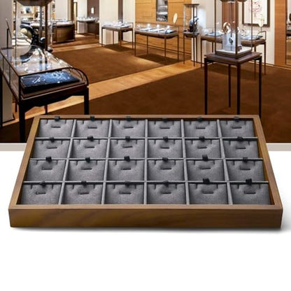 Oirlv Wooden Jewelry Tray,Jewelry Drawer Organizer,Necklace Display Tray | Stackable Design,Organizing and Presentinge Legantly on Dressers&in Dresser,Keeps Necklaces and Pendants Flat and Untangled - color: Grey 24 grid necklace/pendant jewelry tray
