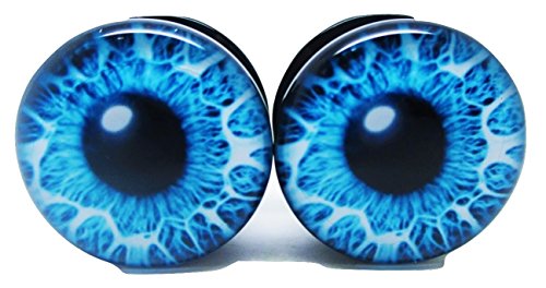 Blue Eye Ear Plugs - Acrylic - Screw on - Pair - 8 Sizes (0 Gauge (8mm))