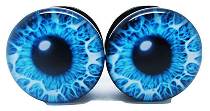 Blue Eye Ear Plugs - Acrylic - Screw on - Pair - 8 Sizes (0 Gauge (8mm))