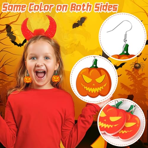8 Pairs Halloween Acrylic Earrings for Women Spooky Dangle Jewelry | Pumpkin Spider Ghost Witch Hat Earrings, Halloween Jewelry Gifts Party Accessories, Lightweight Acrylic, Double Side - style: Halloween A