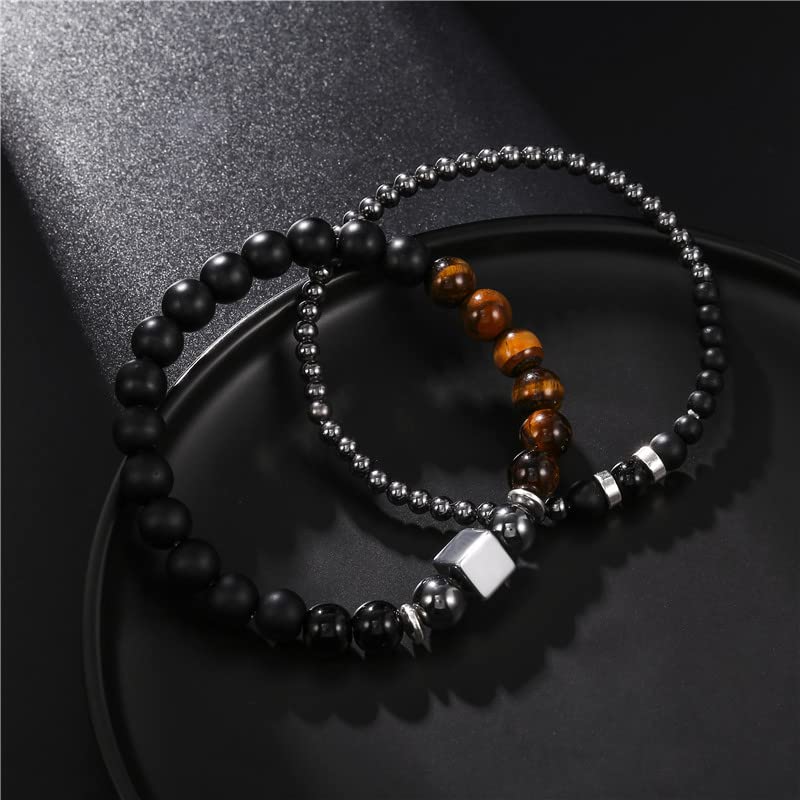 Boho Turquoise Bracelet Stack For Women Wooden Beaded Stretch Wrap Bracelet Jewelry - color: C-2pcs beaded Bracelet