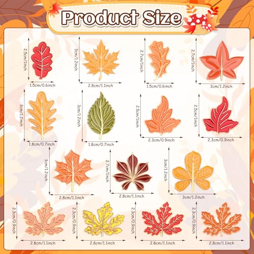 SANNIX 15Pcs Fall Pins, Fall Leaf Pin Thanksgiving Enamel Lapel Pins Autumn Maple Leaf Brooches Badges for Party Favors Backpacks Bags Hats Holiday Accessories - style: Maple Leaf Pin