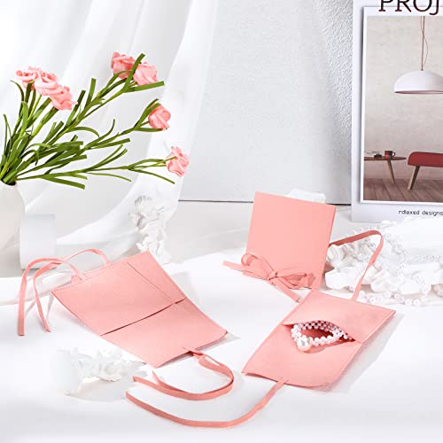 120 Pcs Microfiber Jewelry Pouch 8 x 8cm Jewelry Packaging Bag Gift Bow Tie Bracelet with Cleaning Cloth(Pink) - color: Pink