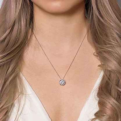 A+O Gift for Mom, Aunt, Grandma - Solitaire Halo Necklace in Gold, Rose Gold, Silver - style: Ain't no mama…, Silver