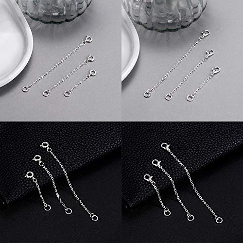 Softones 12-18Pcs Ankle Bracelets Extenders-Extension for Womens Jewelry(1 2 3 Inch),with Lobster Clasp and O-Clasp from Gold Silver Rose Gold - color: C:Silver 6-Lobster clasp 6-O-clasp