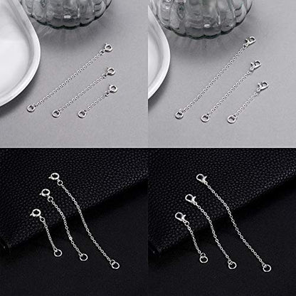 Softones 12-18Pcs Ankle Bracelets Extenders-Extension for Womens Jewelry(1 2 3 Inch),with Lobster Clasp and O-Clasp from Gold Silver Rose Gold - color: C:Silver 6-Lobster clasp 6-O-clasp