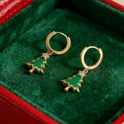 Jean Beau Drop Hoop Earrings for Women, Fasion Jewelry Gift - color: Green Trees