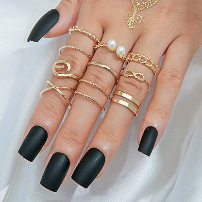 HUJUON 27-34PCS Knuckle Rings Set for Women Stackable Finger Ring Sets Vintage Joint Midi Rings Gold/Silver Star Moon Stacking Rings for Women - style: 27Pcs