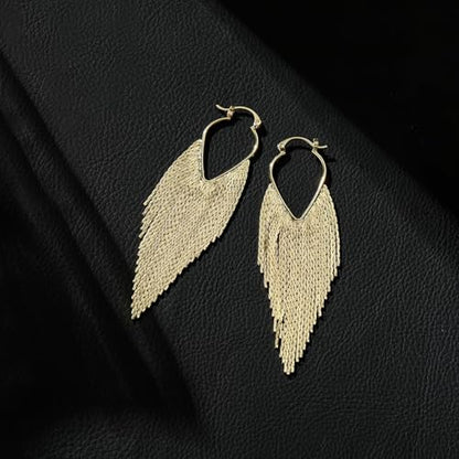 Ritach Dangle Earrings for Women 14k Gold Formal Fringe Long Dangle Tassel Earrings Chandelier Jewelry for Party Prom - style: Long-G