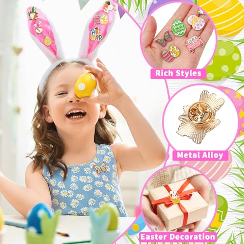 SANNIX 15Pcs Easter Pins, Easter Enamel Lapel Pins Assorted Bunny Eggs Carrot Butterfly Badge Brooches for Backpacks Bags Hats Accessories Party Favor - style: Easter Pin