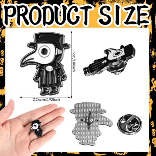 Liliaafar 36 Pieces Halloween Enamel Pins Set Grow in the Dark Halloween Lapel Pins Bulk for Backpacks Clothing Hat Bag Gifts - style: Plague Doctor