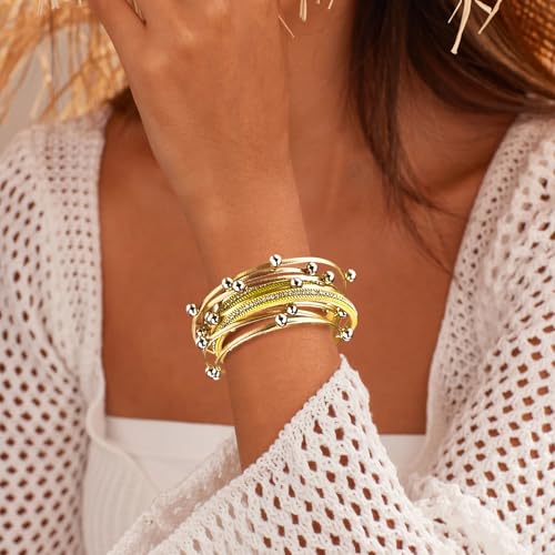 Wrapped Bracelets for Women,Leather Boho Bracelets for Women - color: Doubleloop-Gold