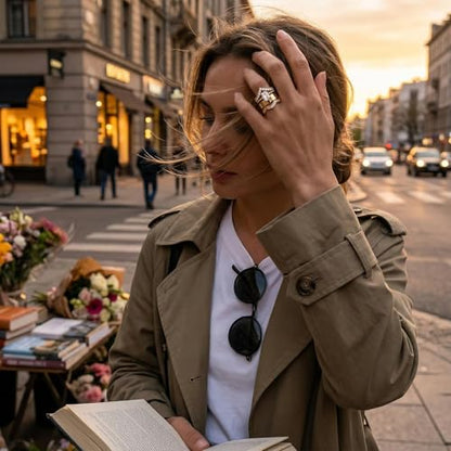 JATEBI Stackable Rings for Women 14K Gold Plated Kunckle Rings Set | Dainty Simple Trendy Adjustable Rings Perfect for Stacking Layering on Thumb and Knuckle 4 Pcs
