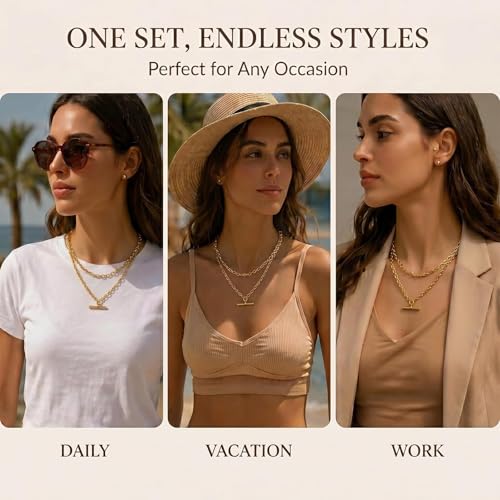 Layered Necklaces for Women Pearl Necklace Stack Gold T Bar Necklace Set Dainty Heart Pendant Jewelry Trendy 2026 Fashion Accessories Gifts - color: B3:2layered-gold