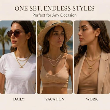 Layered Necklaces for Women Pearl Necklace Stack Gold T Bar Necklace Set Dainty Heart Pendant Jewelry Trendy 2026 Fashion Accessories Gifts - color: B3:2layered-gold