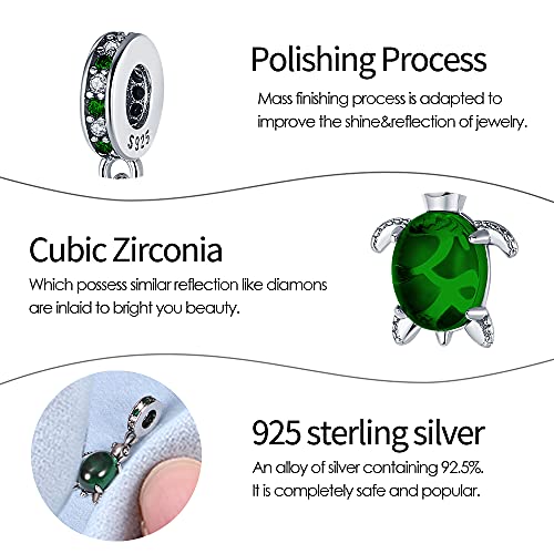 Pandach Animal Charm Bead fits Charms Bracelets for Woman-925 Sterling Silver Dangle Pendant Bead,Jewelry Beads Gifts for Women Bracelet&Necklace - style: Green Turtle Charm