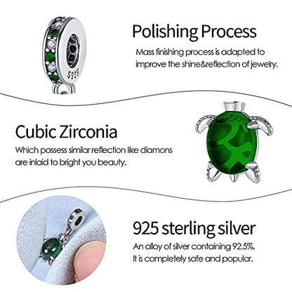 Pandach Animal Charm Bead fits Charms Bracelets for Woman-925 Sterling Silver Dangle Pendant Bead,Jewelry Beads Gifts for Women Bracelet&Necklace - style: Green Turtle Charm