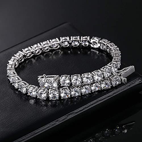 Tennis Bracelet for Women 3mm Cubic Zirconia 18K White Gold/Yellow Gold Plated - color: White Gold, size: 3mm