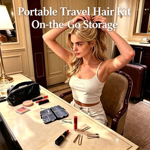 Hair Accessories Kit, Bobby Pins Set with Storage Box, Dance Competition Essentials Hair Styling Kit for Women Travel Ballet Updo Hairstyles(Black) - color: Black