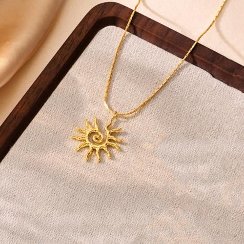 CHESKY Layered Necklaces for Women Trendy, Dainty 14k Gold Plated Pendant Necklace Layering Necklace for Women Non Tarnish Hypoallergenic Sun Gold Necklace Stack Gold Jewelry for Women Gifts - style: Sunflower-GD