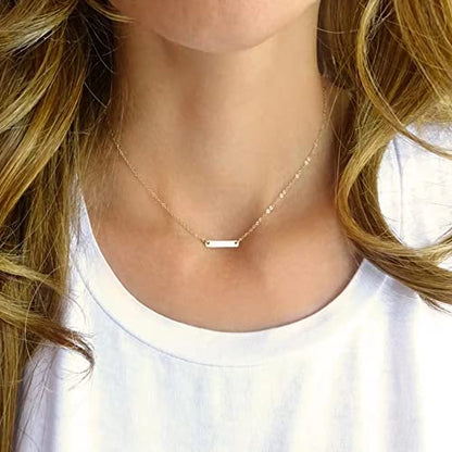 itianxi Dainty Cross Charm Pendant Necklaces,14K Gold Tiny Three Ball Necklace,Simple Fashion Jewelry for Women - color: bar charm