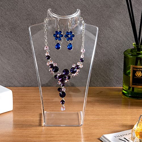 MyGift Acrylic Necklace Holder Jewelry Display Set of 6 for Retail Vendor Bust and Earring Premium Clear Countertop Stand