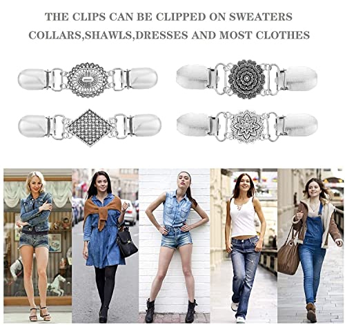 Vintage Sweater Clips Shawl Dresses Shirt Clips Retro Cardigan Collar Chain Clips Brooch Pins for Women - style: Style 2