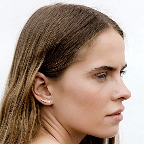 PAVOI 14K Gold Plated Cubic Zirconia Ear Crawler Stud Earrings for Women - Faux Diamond Arrow Climber Fashion Earrings - Trendy Earscape Statement Jewelry - style: Classic