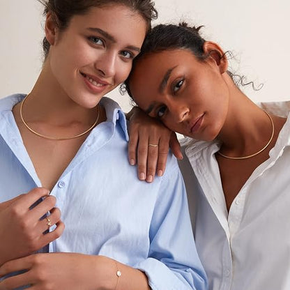 Sanfenly Choker Collar for Women 14K Gold Plated Silver Stainless Steel Metal Collar Choker Necklace Statement Open Cuff Bangle Necklace for Women - style: Classic Gold with Ball End
