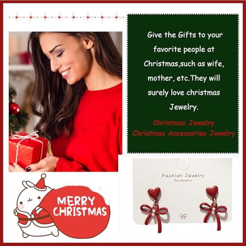 Bow Earrings Red Earrings for Women Dangle Cute Earrings Red Stuff Jewelry Outfits Accessories Gifts for Girls - color: A5:red bow earrings