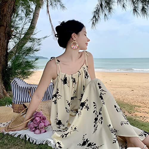 Raffia Hoop Earrings for Women Fun Boho Summer Beach Earrings Lightweight Handmade Straw Wicker Rattan Dangle Earrings Statement Geometric Round Drop Earrings - color: Colorful - Round