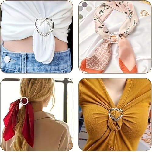 10PCS Scarf Ring Clip -T-shirt Ties Clips Clothes Corner Knotted Button for Women Fashion Metal Round Circle Shirt